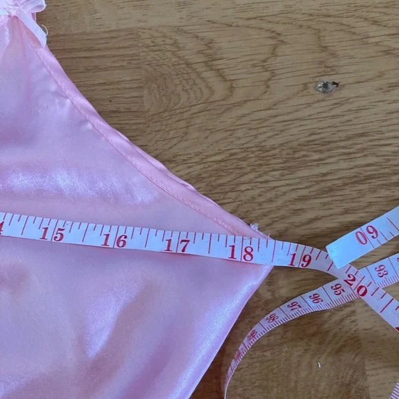 VTG Michael P. Pink Satin Slip Nightgown with Floral Accent - Picture 6 of 6